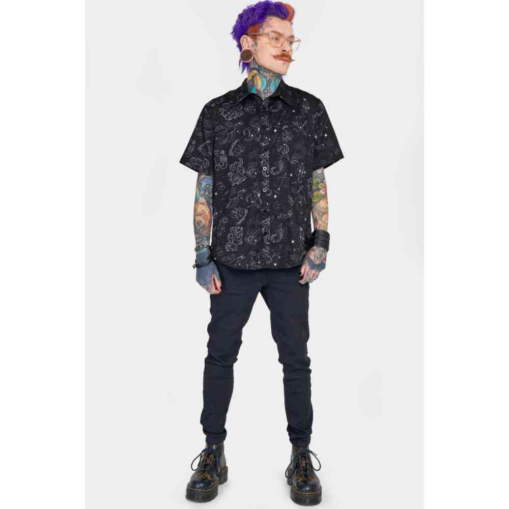 Jawbreaker - Zodiac constellation button up Chemisier - Noir
